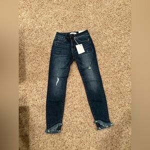 Kancan Mid-rise Ankle Skinny Distressed Blue Jeans